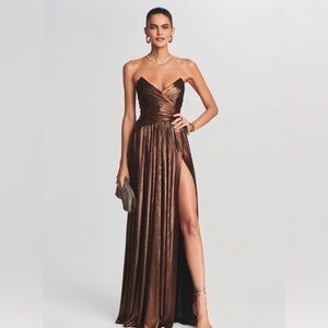 Retrofete Elegant Brown Evening Gown